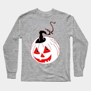 Happy Hallowin Party Halloween day red pumpkin pixel art Long Sleeve T-Shirt